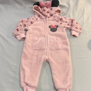 Disney - Plush Pink One Piece/Bunting Bag/Romper with Mouse Design